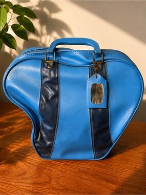 Vintage Blue Bowling Bag Retro Mod Decor Purse Display Piece